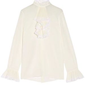 NWT GUCCI Georgette Blouse in Ivory ~ Size 44